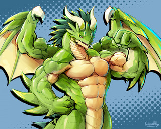 abs anthro biceps big_muscles claws fist flexing green_body green_scales hair horn male muscular muscular_anthro muscular_male nude open_mouth pecs pose red_eyes scales solo spines standing tan_body tan_scales vein wings waddledox cygames dragalia_lost mythology nintendo midgardsormr_(dragalia_lost) dragon mythological_creature mythological_scalie scalie 2018 5:4 alternate_version_at_source digital_media_(artwork) half-length_portrait portrait