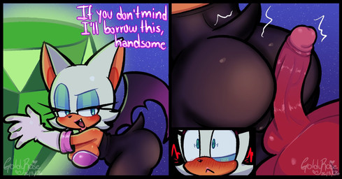 anthro bedroom_eyes big_butt big_penis blush butt clothing duo erection female genitals grinding imminent_sex male male/female narrowed_eyes penis seductive tail tight_clothing wings goldyrose22 sega sonic_the_hedgehog_(series) knuckles_the_echidna rouge_the_bat bat echidna mammal monotreme hi_res
