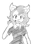 anthro breasts fangs female gesture hand_gesture pointing pointing_at_self small_breasts smile solo teeth nerobero0 cartoon_hangover the_summoning claire_(the_summoning) elf felid feline mammal monochrome