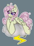 cloud female feral lying smug solo thunder unknown_artist friendship_is_magic hasbro my_little_pony fluttershy_(mlp) mean_fluttershy_(mlp) equid equine horse mammal pony 3:4