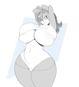 anthro big_breasts breasts clothing female navel one_eye_closed round_ears solo thick_thighs torn_clothing wide_hips sqoon bear giant_panda mammal 2019 character_request hi_res