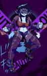 anthro boots breasts cleavage clothed clothing fangs female footwear fur hair midriff navel shoes smile solo teeth grungecandy bear giant_panda mammal 5:8