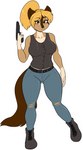 5_fingers amber_eyes anthro belt black_nose blonde_hair boots bottomwear breasts brown_body brown_fur clothed clothing denim denim_bottomwear denim_clothing female fingers footwear fur gun hair handgun humanoid_hands jeans multicolored_body multicolored_fur pants pistol ranged_weapon shoes solo standing tail tan_body tan_fur torn_bottomwear torn_clothing torn_jeans torn_pants two_tone_body two_tone_fur weapon skidd the_servant_omen victoria_shen canid canine canis domestic_dog german_shepherd herding_dog mammal pastoral_dog 2017