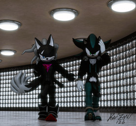 anthro big_penis black_body clothing duo footwear genitals gloves handwear jacket legwear looking_at_viewer male one_eye_closed penis pubes shoes standing tail thigh_highs topwear walking wink winking_at_viewer domizoni kabalmystic_(modeler) sega sonic_forces sonic_the_hedgehog_(series) infinite_(sonic) mephiles_the_dark canid canine canis eulipotyphlan hedgehog jackal mammal 2026 3d_(artwork) blender_(artwork) blender_cycles_(artwork) digital_media_(artwork) hi_res