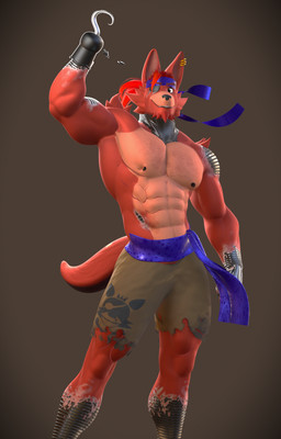 abs accessory anthro bare_chest ear_piercing ear_ring eye_patch eyewear facial_scar flowing_clothing hair headband hook hook_hand machine male piercing pirate ponytail posing_for_picture ribbons ring_piercing scar scarf smile smiling_at_viewer solo withered worn_clothing rexwolf five_nights_at_freddy's scottgames foxy_(fnaf) animatronic canid canine fox mammal robot hi_res portrait