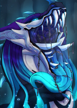 ambiguous_gender black_body black_saliva blue_eyes blue_sclera blue_tongue bodily_fluids cheek_spikes colored_saliva facial_horn facial_spikes fangs feral glistening glistening_eyes horn mouth_shot nose_horn open_mouth purple_body saliva saliva_on_tongue saliva_string sharp_teeth simple_background solo spikes spikes_(anatomy) teeth three-quarter_view tongue tongue_out unsigned unusual_bodily_fluids unusual_saliva white_body santanahoffman mythology dragon mythological_creature mythological_scalie scalie absurd_res hi_res
