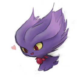 ambiguous_gender female red_eyes solo yellow_sclera unknown_artist nintendo pokemon generation_2_pokemon misdreavus pokemon_(species) spirit source_request