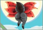 big_butt butt female genitals low-angle_view nude oblivious presenting presenting_hindquarters pussy sky solo sun lumihanta tohtori_crow nintendo pokemon arthropod generation_5_pokemon insect lepidopteran pokemon_(species) volcarona absurd_res hi_res