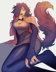 anthro clothing female fluffy fluffy_tail tail tight_clothing halfyen canid canine mammal hi_res