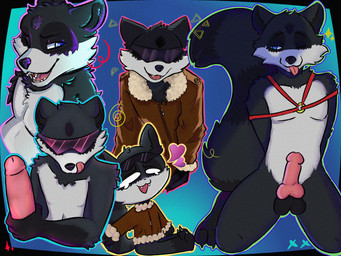 anthro bomber_jacket chest_tuft clothed clothing erection eyewear genitals handjob knot knotted_penis looking_at_viewer male nude partially_clothed penile penis sex smile solo sunglasses tongue tongue_out tuft eevreno walt_(cmdrwalter) mammal procyonid raccoon 2026 hi_res multiple_images
