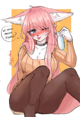 3_toes 4_fingers alcohol anthro beverage big_breasts black_bottomwear black_clothing black_collar black_legwear black_pants black_thigh_highs blue_eyes blush bottomwear breasts bubble cleavage clothed clothing collar drunk drunk_bubble eyebrow_through_hair eyebrows feet female fingers fluffy fluffy_tail fur hair legwear long_hair looking_at_viewer multicolored_body multicolored_fur one_eye_closed orange_clothing orange_sweater orange_topwear pants pink_body pink_fur question_mark sake sake_bottle simple_background sitting snout solo substance_intoxication sweater tail text thigh_highs toes tongue tongue_out topwear translucent translucent_hair two_tone_body two_tone_fur white_body white_fur ryujinhoshii rj_(ryujinhoshii) canid canine fox mammal 2022 english_text hi_res