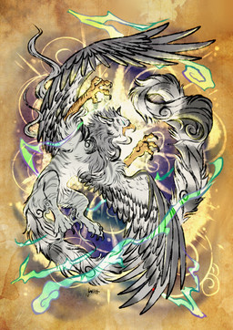 brush feral male mythical solo text thehavanawolf capcom mythology okami_(capcom) avian bird gryphon mythological_avian mythological_creature hi_res japanese_text painting_(artwork)