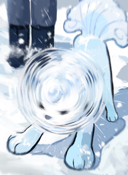 6_tails acting_like_a_dog ambiguous_gender clothing duo feral footwear fur multi_tail paws shaking shoes snow tail white_body white_fur repir nintendo pokemon alolan_form alolan_vulpix generation_7_pokemon human mammal pokemon_(species) regional_form_(pokemon) 2026 hi_res
