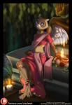 altar anthro beak blue_eyes breasts candle clothed clothing detailed_background digitigrade female fire flower indian_clothing midriff non-mammal_breasts plant sari sash sculpture solo statue temple text water wings azaleesh buddha avian bird owl digital_media_(artwork) full-length_portrait hi_res portrait url