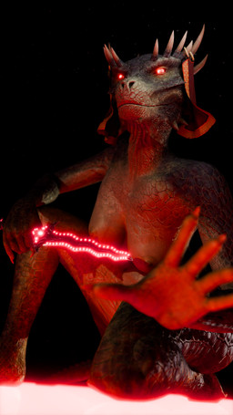 anthro black_background breasts claws dagger female grabbing_viewer green_body green_scales horn horn_jewelry jewelry kneeling knife looking_at_viewer looking_down melee_weapon nipples nude nude_anthro nude_female pose red_eyes red_light scales simple_background smile smiling_at_viewer solo tail weapon roughcitizen bethesda_game_studios microsoft oblivion the_elder_scrolls ocheeva argonian humanoid scalie 3d_(artwork) 9:16 absurd_res blender_(artwork) blender_cycles_(artwork) digital_media_(artwork) hi_res