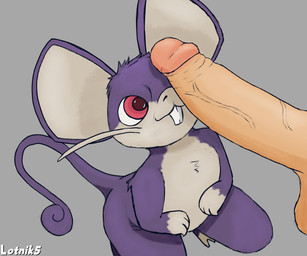 ambiguous_gender balls bestiality big_ears duo feral fur genitals happy high-angle_view human_on_feral humanoid_genitalia humanoid_penis interspecies kneeling looking_at_genitalia looking_at_penis looking_up male male/ambiguous offscreen_character penis penis_on_face pokephilia purple_body purple_fur red_eyes simple_background tan_body tan_fur teeth toony lotnik5 nintendo pokemon generation_1_pokemon human mammal pokemon_(species) rattata 6:5 absurd_res guide_lines hi_res shaded simple_shading sketch