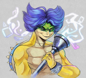 accessory anthro blue_eyes blue_hair bracelet hair jewelry looking_at_viewer magic magic_user male muscular muscular_anthro muscular_male open_mouth shell simple_background smile solo spikes toony yellow_body wanderertamplior mario_bros nintendo super_mario_galaxy koopaling ludwig_von_koopa koopa scalie colored digital_drawing_(artwork) digital_media_(artwork) hi_res portrait shaded sketch