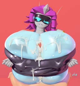 5_fingers big_breasts big_penis blue_eyes bodily_fluids breast_play breast_squeeze breasts clothed clothing cum cum_drip cum_on_breasts dripping duo eyelashes faceless_character faceless_male female fingers front_view genital_fluids genitals grey_body hair huge_breasts humanoid_genitalia humanoid_penis hyper hyper_breasts looking_at_viewer machine male male/female nipple_outline not_furry one_eye_closed penis pseudo_hair purple_hair red_background sex simple_background squeezing text titfuck translucent dibujosv12 victoria_(geargrinder44) human humanoid mammal robot robot_humanoid 2025 absurd_res artist_name digital_drawing_(artwork) digital_media_(artwork) hi_res