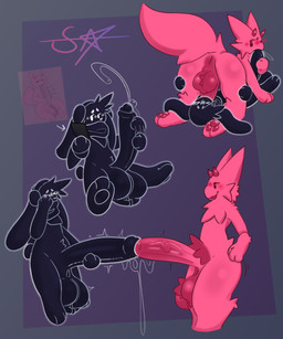 69_position all_fours anthro anus autofellatio ball_tuft balls balls_expansion black_body blush blush_lines bodily_fluids chest_tuft countershade_crotch covering covering_face crotch_tuft cum cum_drip cum_exchange cum_in_penis cum_inside cumshot dripping duo ejaculation emanata embarrassed expansion foreskin genital_expansion genital_fluids genital_raphe genitals glans holding_own_penis holding_penis humanoid_genitalia humanoid_penis kerchief kerchief_only leg_grab looking_at_porn lying male male/male masturbation mostly_nude motion_blur neckerchief neckerchief_only neckwear on_back open_mouth oral oral_masturbation oral_penetration penetration penile penile_masturbation penile_penetration penis penis_in_mouth penis_in_penis pink_body pornography raphe_(anatomy) scrotal_raphe scrotum_flap sex shallow_penetration tuft urethral urethral_penetration sourangel domestic_cat felid feline felis lagomorph leporid mammal rabbit character_request hi_res signature