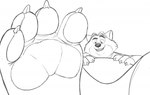 anthro belly between_toes biped feet foot_fetish humanoid_hands macro male micro overweight overweight_male simple_background toes white_background dj-rodney disney zootopia gideon_grey bear brown_bear canid canine fox mammal red_fox true_fox ursine 2017 monochrome