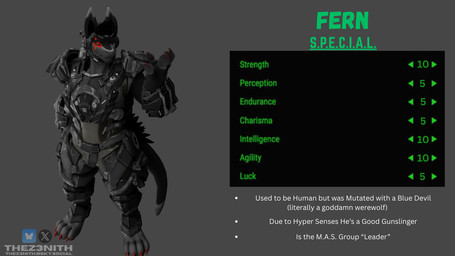 anthro clothing fur hair machine male smile solo tail text thez3nith fern_(thez3nith) canid canine canis mammal papagen protogen wolf 16:9 3d_(artwork) digital_media_(artwork) english_text hi_res model_sheet widescreen