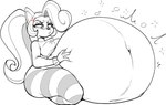 4_fingers annoyed anthro belly belly_grab big_belly bottomwear clothing cross-popping_vein female fingers hair huge_belly lying_on_ground nipple_outline on_ground pattern_bottomwear pattern_clothing ponytail rumbling_stomach solo striped_bottomwear striped_clothing stripes sweater topwear dongitos activision crash_bandicoot_(series) coco_bandicoot bandicoot mammal marsupial