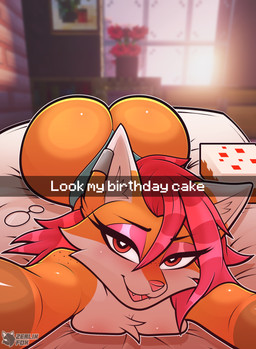 :3 anthro bed bedroom bedroom_eyes big_butt birthday blurred_background breasts butt cake camera_view caption claws clothing countershading dessert double_entendre ear_piercing ear_ring ears_up eyelashes eyeliner eyewear female food fur furniture glasses hair half-closed_eyes heart_eyes heart_symbol huge_butt lidded_eyes looking_at_viewer lying lying_on_bed makeup medium_breasts mostly_nude narrowed_eyes nerd nude nude_female on_bed on_front open_mouth open_smile orange_body piercing red_eyes red_hair ring_piercing seductive selfie smile solo suggestive suggestive_dialogue sun sunset tail text thick_eyelashes thin_eyebrows thong undercut underwear viewed_from_above window conditional_dnp zerlix_fox microsoft minecraft mojang xbox_game_studios zerlix_fox_(character) zkarleth_(zerlix_fox) canid canine fox mammal red_fox true_fox 2025 absurd_res digital_media_(artwork) english_text hi_res signature