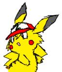 ambiguous_gender clothing hat headgear headwear simple_background solo white_background pasaran nintendo pokemon ashchu generation_1_pokemon pikachu pokemon_(species) digital_media_(artwork) low_res oekaki