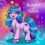 1:1 blue_hair cutie_mark equid equine female feral hair hasbro hooves horn izzy_moonbow_(mlp) mammal mlp_g5 my_little_pony mythological_creature mythological_equine mythology simple_background smile solo unicorn unicorn_horn x-fang-z