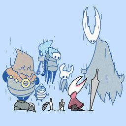 ambiguous_gender cloak clothed clothing club_(weapon) eyelashes eyes_closed female group melee_weapon pickaxe shield weapon osakana2gou hollow_knight_(franchise) team_cherry cloth_(hollow_knight) hollow_knight_(character) hornet_(hollow_knight) myla_(hollow_knight) quirrel_(hollow_knight) the_knight_(hollow_knight) tiso_(hollow_knight) arthropod ghost spirit vessel_(species) 1:1 2020