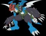 armor claws gun horn male membrane_(anatomy) membranous_wings ranged_weapon red_eyes solo tail weapon wings raysaber bandai_namco digimon mythology arthropod digimon_(species) dragon hybrid insect mythological_creature mythological_scalie paildramon scalie alpha_channel