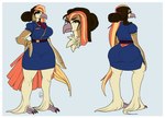 2020 anthro anthrofied avian avian_feet beak big_breasts big_butt biped black_body black_claws black_eyebrows black_eyes black_feathers blue_background blue_border border bottomwear breasts brown_body brown_feathers brown_hair bust_portrait butt claws clothed clothing curvy_figure digital_media_(artwork) digitigrade dress emily_(officialbitwave) eyebrows eyelashes fan_character feathers female flat_colors front_view full-length_portrait fully_clothed furgonomics generation_1_pokemon hair hand_on_hip huge_butt looking_at_viewer minidress multiple_angles multiple_images nintendo non-mammal_breasts pidgeot pilot pink_beak pokemon pokemon_(species) pokemorph portrait rancidious rear_view red_body red_feathers scutes signature simple_background solo standing tail tail_clothing tail_feathers tan_body tan_feathers thick_thighs tight_clothing toe_claws topwear wide_hips