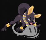 anthro black_body black_fur blep blush bracelet claws clothing egyptian egyptian_clothing egyptian_headdress fluffy fur glistening headdress headgear headwear jewelry jumping long_taik male nemes_(clothing) nude open_mouth pounce shota smile solo tongue tongue_out yellow_eyes young young_anthro young_male conditional_dnp pantyranger anubis_and_the_buried_bone egyptian_mythology middle_eastern_mythology mythology anubis armarist anubian_jackal canid canine canis deity jackal mammal hi_res