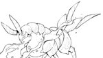 2_tails ambiguous_gender antennae_(anatomy) belly big_belly black_line_art exoskeleton feral multi_tail overweight overweight_ambiguous overweight_feral pupils quadruped simple_background slit_pupils snout solo standing tail three-quarter_view water white_background pr_quote nintendo pokemon arthropod generation_5_pokemon myriapod pokemon_(species) scolipede 2023 absurd_res aliasing binary_drawing black_and_white digital_drawing_(artwork) digital_media_(artwork) hi_res monochrome portrait three-quarter_portrait