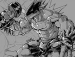 abs anthro arm_grab biceps bodily_fluids bottomwear bulge claws clothed clothing electricity exercise flexing gloves gym handwear male mask muscular muscular_anthro muscular_male pecs shorts solo sweat topless vein veiny_muscles weightlifting workout waddledox bandai_namco digimon bulkmon digimon_(species) scalie 2021 4:3 monochrome