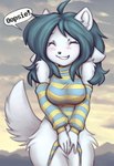 clothing female panties solo sweater topwear underwear elronya undertale undertale_(series) temmie_(undertale) canid canine felid feline mammal tem hi_res