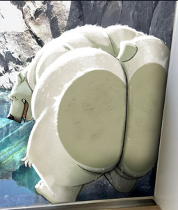 against_surface anthro ass_on_glass big_butt butt butt_squish exhibit exhibitionism fur glass huge_butt looking_at_viewer looking_back looking_back_at_viewer male on_glass on_surface open_mouth open_smile presenting presenting_hindquarters rear_view short_tail smile solo squish tail white_body white_fur mayku bear mammal polar_bear ursine 2025 digital_media_(artwork) hi_res redraw