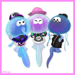 anthro arm_around_partner arm_around_shoulders balls baseball_cap big_penis blue_body border bottomless bottomless_male bow_tie circumcised clothed clothing erection eyes_closed eyewear fedora foreskin genitals glans glasses group hat headgear headwear huge_penis humanoid_genitalia humanoid_penis jacket looking_at_another male penis pink_border scarf shirt simple_background t-shirt tapering_penis toony topwear translucent translucent_body trio wearing_glasses wearing_hat pincoosh nintendo splatoon jel_la_fleur jelfonzo jelonzo aquatic cnidarian jellyfish medusozoan 1:1 digital_media_(artwork) hi_res signature father_(lore) father_and_child_(lore) father_and_son_(lore) parent_(lore) parent_and_child_(lore) parent_and_son_(lore) son_(lore)
