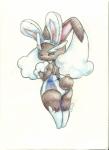 anthro bunny_costume butt clothing costume fake_ears fake_rabbit_ears female ironic_fake_ears leotard red_eyes redundancy solo wide_hips mon311 nintendo pokemon generation_4_pokemon lagomorph lopunny mammal pokemon_(species) hi_res