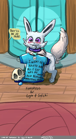 bone clothing dialogue feral male pokemon_center purple_eyes reformation shirt skull solo t-shirt tail text topwear conditional_dnp foxyoreos gyrotech nintendo pokemon eevee eeveelution espeon generation_1_pokemon generation_2_pokemon pokemon_(species) absurd_res comic english_text hi_res
