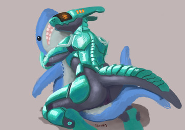 anthro anus biped blush butt green_body grey_body hug hugging_object hugging_plushie kneeling looking_at_viewer looking_back looking_back_at_viewer machine male multicolored_body orange_eyes plushie shark_plushie simple_background solo tail two_tone_body white_background conditional_dnp teavern ikea blahaj android aquatic fish robot shark synth_(vader-san) 2022 absurd_res digital_media_(artwork) hi_res
