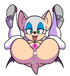 after_anal after_sex anthro bodily_fluids butt cum cum_in_ass cum_inside female genital_fluids genitals half-closed_eyes heart_symbol legs_up looking_at_viewer mostly_nude narrowed_eyes open_mouth pussy simple_background solo tongue tongue_out white_background watatanza sega sonic_the_hedgehog_(series) rouge_the_bat bat mammal 2015 digital_media_(artwork) hi_res