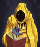 ambiguous_gender book claws fingers hood red_eyes solo the_yellow_sign_(h.p._lovecraft) unknown_artist cthulhu_mythos h._p._lovecraft lovecraftian_(genre) hastur_the_king_in_yellow_(h.p._lovecraft) deity eldritch_abomination great_old_one_(h.p._lovecraft) humanoid monster monstrous_humanoid