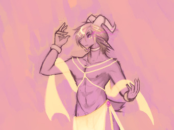 2_horns anthro biped bottomwear bracelet clothed clothing eyebrows facial_hair front_view goatee hair horn horn_jewelry horn_ring jewelry loincloth male navel neck_ring nipples partially_clothed ring_(jewelry) short_hair short_tail simple_background solo standing tail crackers_(artist) bovid caprine goat mammal 2026 spot_color