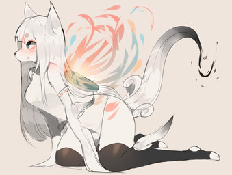 anthro anthrofied armwear bangs black_clothing black_footwear black_legwear black_socks black_thigh_highs black_thigh_socks breasts clothed clothing detached_sleeves eyelashes female footwear fur grey_eyes hair legwear long_hair simple_background socks solo stirrup_socks thigh_highs thigh_socks white_body white_fur white_hair fredek666 capcom clover_studio okami_(capcom) amaterasu_(okami) canid canine canis deity mammal wolf 2018 digital_media_(artwork)