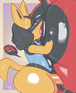 2_horns 4_fingers anal anthro anthro_on_anthro anthro_on_feral anthrofied anus backsack balls balls_on_belly belly bestiality big_anus big_balls big_butt black_anus black_balls black_body black_eyes black_markings black_perineum black_skin blue_background blue_body blue_fur border butt butt_size_difference curvy_figure darkened_balls darkened_genitalia darkened_penis duo erection facesitting facial_markings femboy feral fingers fur genitals glistening glistening_anus glistening_balls glistening_body glistening_butt glistening_eyes glistening_genitalia glistening_legs glistening_perineum glistening_skin glistening_thighs gloves_(marking) gradient_background half-closed_eyes hand_spike head_markings horn huge_balls huge_butt huge_thighs humanoid_genitalia humanoid_hands humanoid_penis larger_anthro larger_male looking_pleasured male male/male male_anthro markings multicolored_anus multicolored_body multicolored_skin narrowed_eyes navel onomatopoeia open_mouth open_smile oral orange_balls orange_penis orange_sclera outline penis perineum pink_anus pink_tongue pokemorph puffy_anus pupils purple_markings rear_view red_body red_eyes red_skin red_tail rimming rimming_male sex side_view simple_background sitting sitting_on_another size_difference small_tail smaller_anthro smaller_male smile snout solo_focus sound_effects spikes spikes_(anatomy) tail tan_body tan_fur tan_outline text thick_thighs tired_eyes tongue tongue_out two_tone_anus two_tone_body two_tone_skin two_tone_tail white_sclera wide_eyed wide_hips yellow_body yellow_border yellow_skin frumples nintendo pokemon arthropod canid canine canis generation_4_pokemon generation_5_pokemon insect lucario mammal pokemon_(species) scolipede shiny_pokemon 2025 artist_name colored dated digital_drawing_(artwork) digital_media_(artwork) english_text hi_res shaded signature