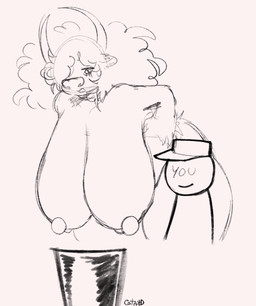 anthro bodily_fluids breast_milking cow_(cotard) duo eye_bags female grumpy horn human_on_anthro interspecies lactating larger_anthro larger_female male male/female size_difference tired tired_eyes cotard bovid bovine cattle highland_cattle human mammal 2d_animation animated frame_by_frame sketch