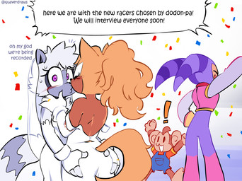 ambiguous_gender anthro anthro_on_anthro blush bodily_fluids brown_body brown_skin butt butt_grab clothed clothing dialogue dress female female/female fur grey_body grey_fur group hand_on_butt kiss_on_lips looking_at_viewer male multicolored_body multicolored_fur sweat tan_body tan_fur text two_tone_body two_tone_fur wedding_dress quavernsfw idw_publishing nights_into_dreams sega sonic_racing:_crossworlds sonic_the_hedgehog_(comics) sonic_the_hedgehog_(idw) sonic_the_hedgehog_(series) super_monkey_ball aiai nights_(nights_into_dreams) tangle_the_lemur whisper_the_wolf canid canine canis haplorhine humanoid lemur mammal monkey nightmaren primate strepsirrhine wolf 2025 english_text hi_res