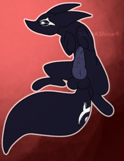 animal_genitalia balls big_balls big_penis feral genitals huge_penis knot knotted_penis male multi_eye penis solo spread_legs spreading toony 2justashinx4 voidpet_dungeon voidpet_inc canid canine fox greed_(voidpet) mammal void_creature voidpet voidpet_(voidpet_dungeon) hi_res