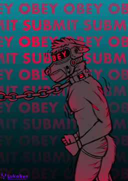 anthro bdsm blindfold blood bodily_fluids bondage bound captured chain chained clothing collar cuff_(restraint) fully_bound gag hypnosis jockstrap leash lock male metal_collar metal_cuffs mind_break mind_control muzzle_(object) nude prisoner restrained restraints science_fiction shackles slave solo submissive submissive_male underwear whip_mark lukabun canid canine canis mammal wolf absurd_res hi_res